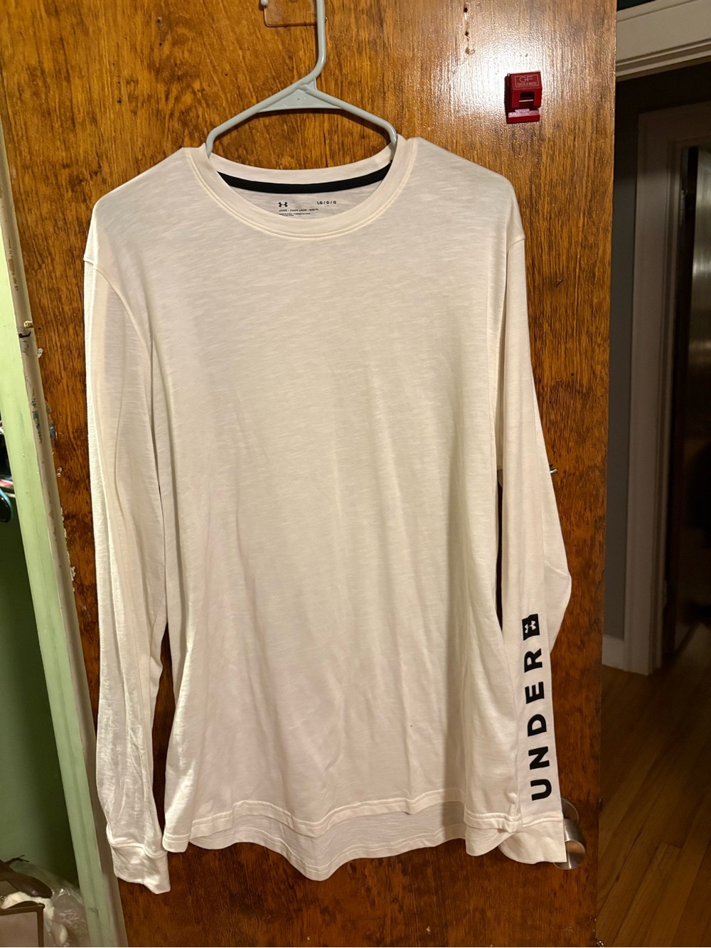 Under Armour Cream Long Sleeve Crew with Sleeve Branding